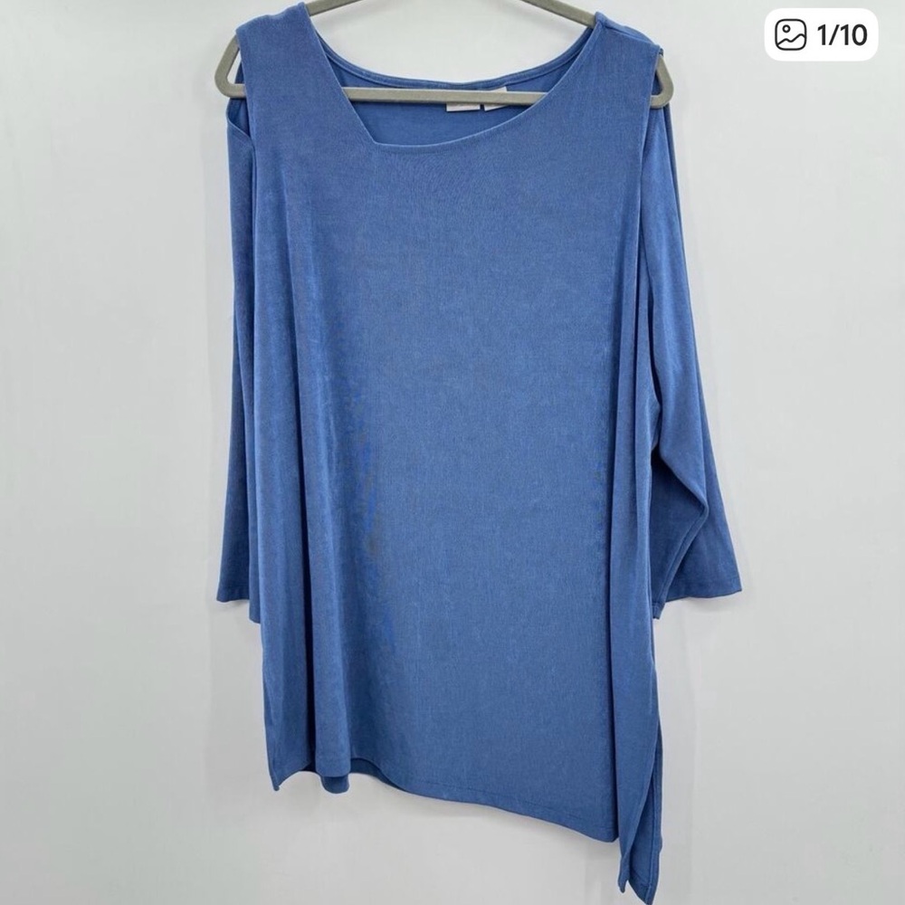 Chico's Blue Cold-Shoulder Tunic Top